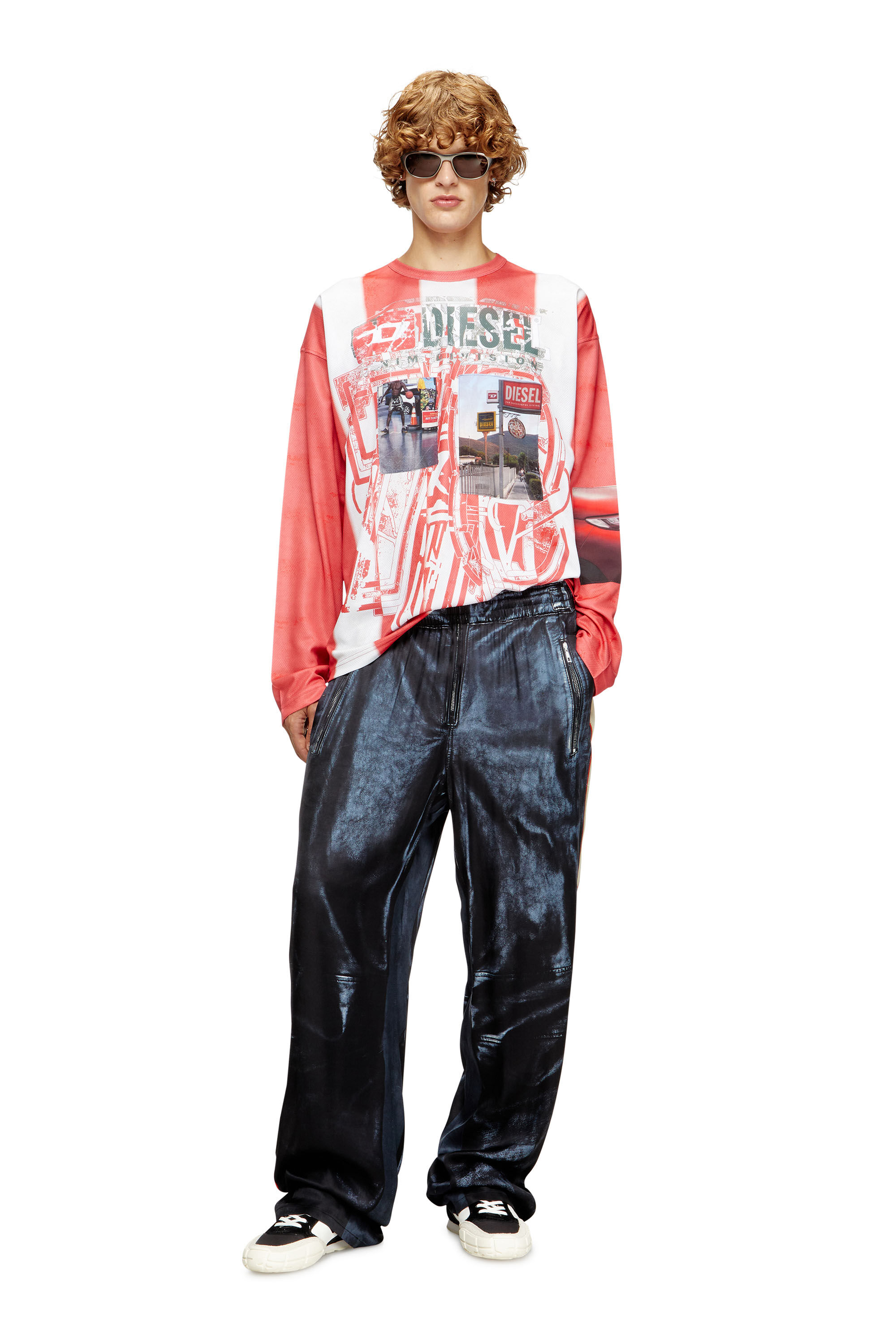 Diesel - P-THECKS-NMAN, Man's Viscose trousers with biker print in null - 1