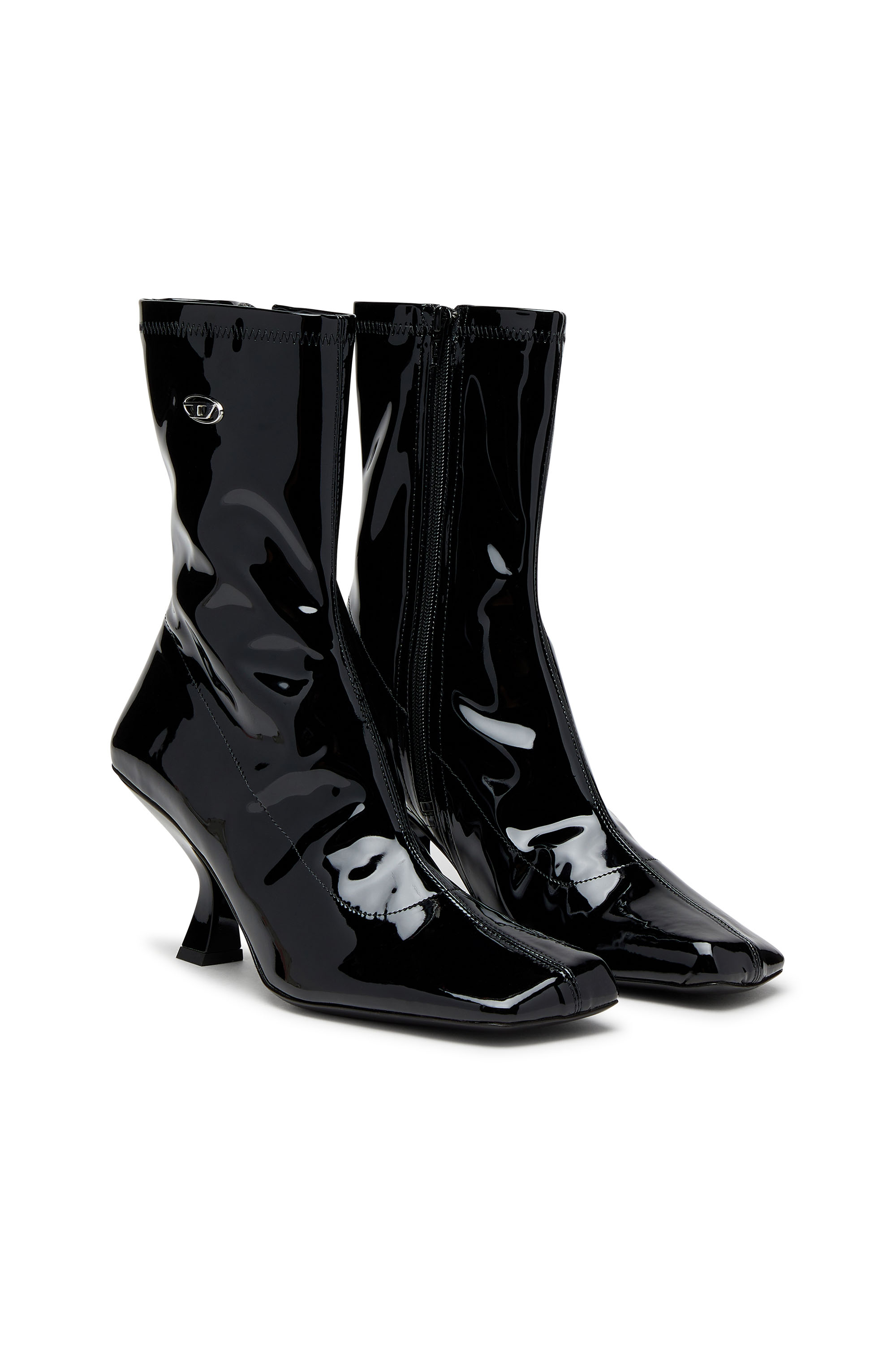 Diesel - D-AMBER MD BT, Woman's D-Amber-Ankle boots in patent stretch PU in Black - 3