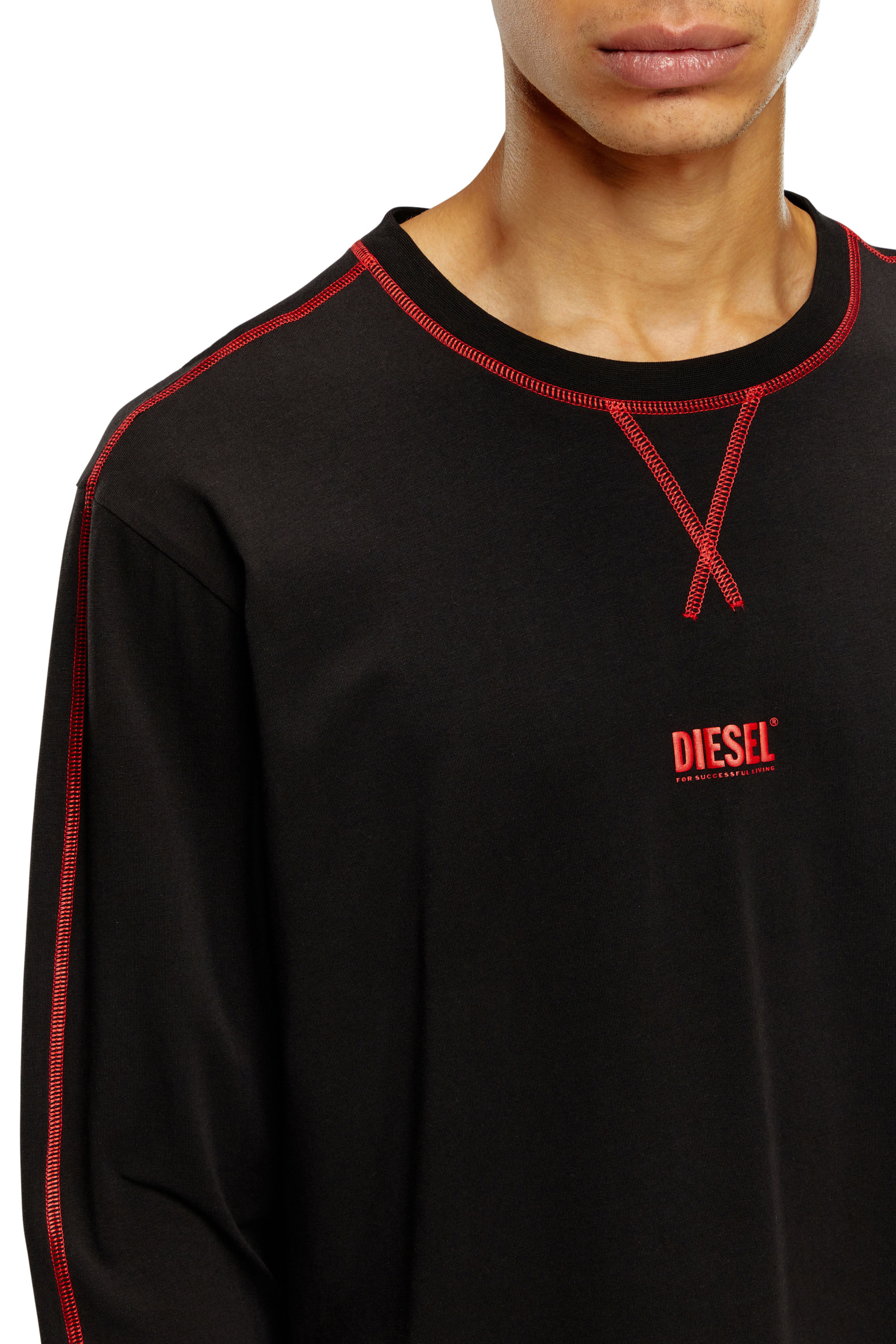 Diesel - UMSET-WILLONG, Man's Long pyjamas with contrast stitching in Black - 3