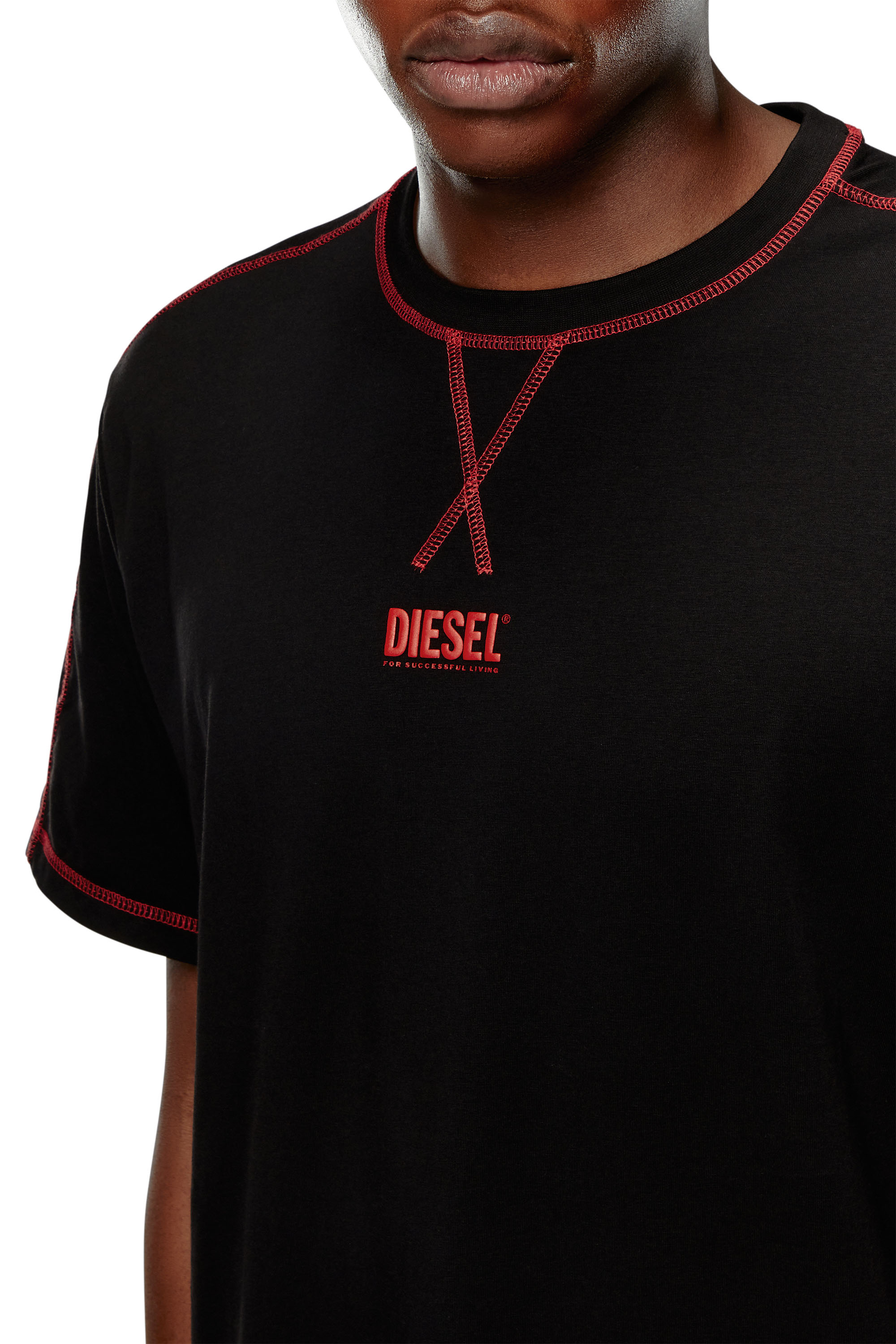 Diesel - UMSET-WILORT, Man's Short pyjamas with contrast stitching in Black - 3