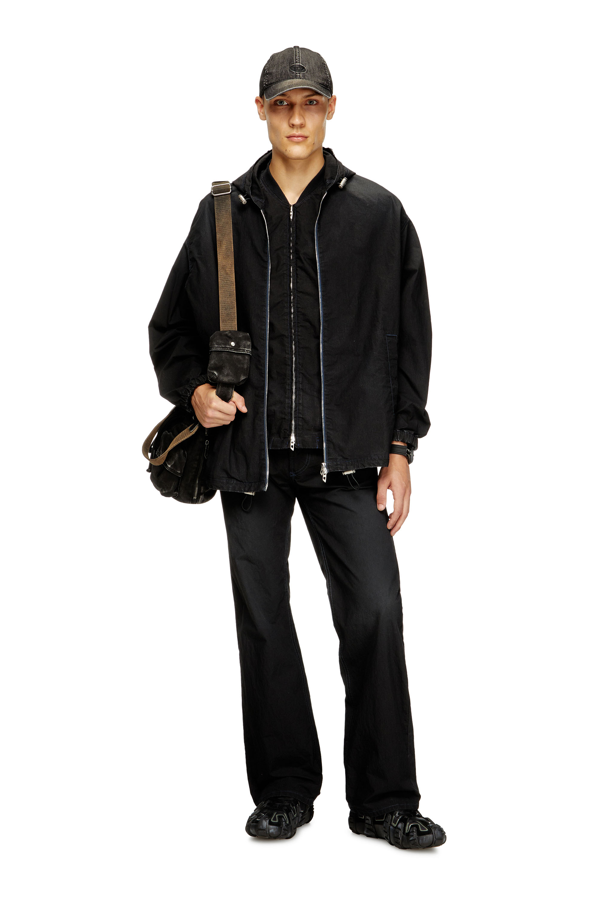 Diesel - D-WYNNY JOGG, Man's Hooded technical JoggJeans jacket in Black - 2
