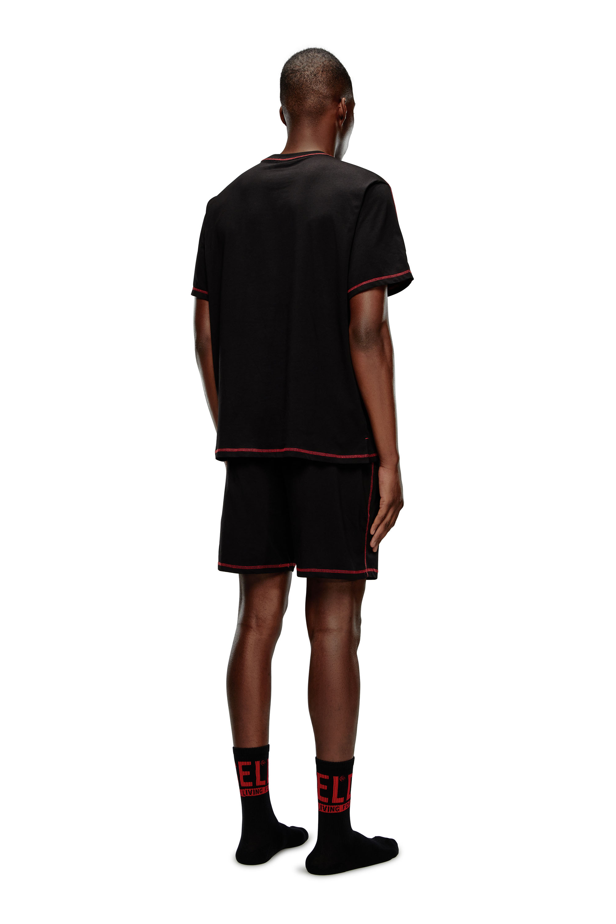 Diesel - UMSET-WILORT, Man's Short pyjamas with contrast stitching in Black - 2