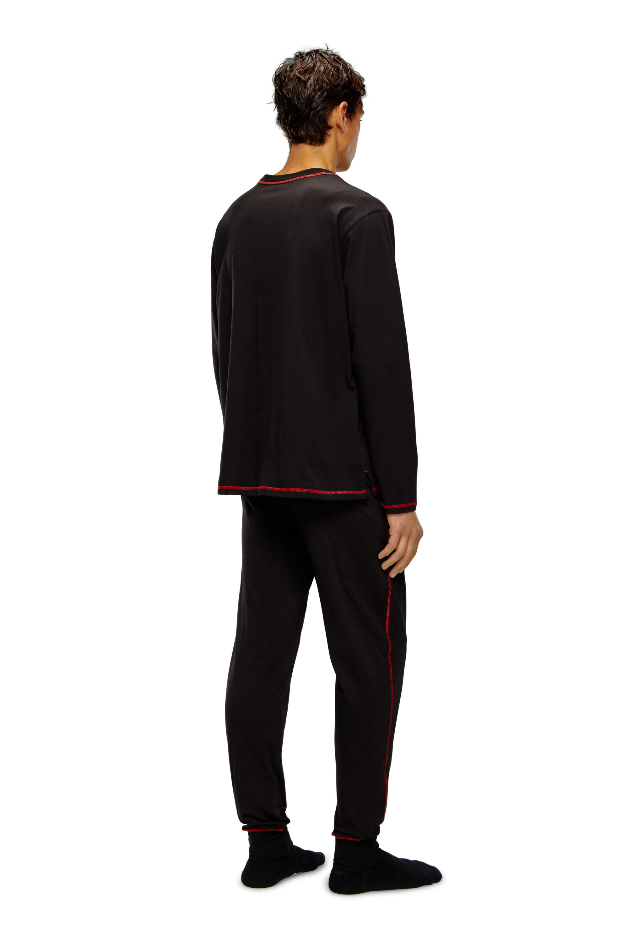 Diesel - UMSET-WILLONG, Man's Long pyjamas with contrast stitching in Black - 2