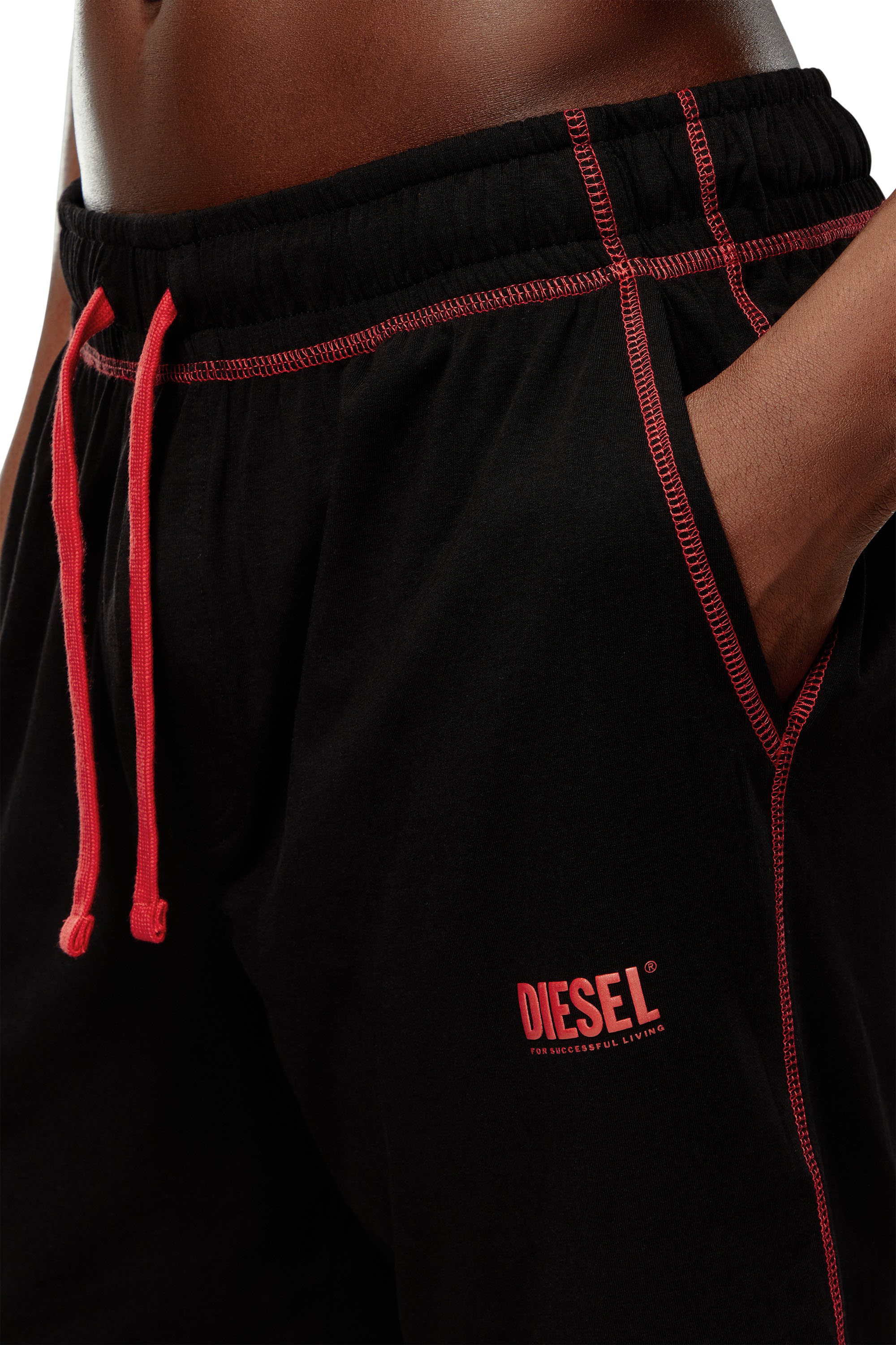 Diesel - UMSET-WILORT, Man's Short pyjamas with contrast stitching in Black - 4
